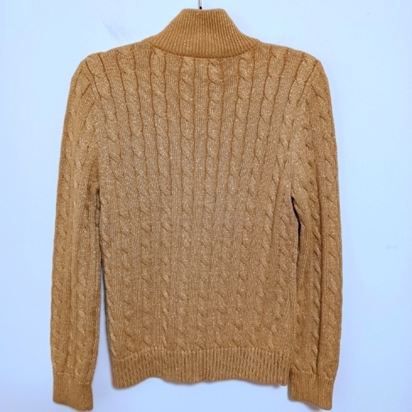 RALPH Lauren Active Metallic Gold Cardigan Sz M/M - Picture 2 of 7